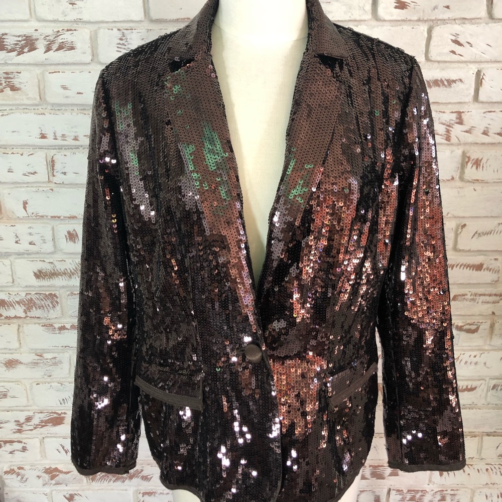 Chico’s Full Sequin Shining Tux Sheron Blazer, Holiday, Black Tie, Formal, Glam